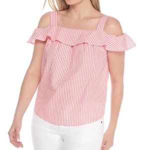 Crown & Ivy off the shoulder striped shirt
